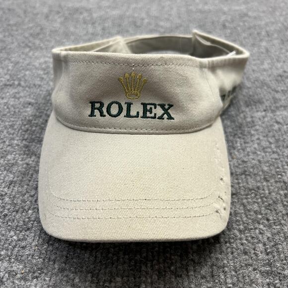 Rolex Hat Visor Strap Back Khaki Green Embroidered Crown Promo Golf Mens Charity - Picture 1 of 8